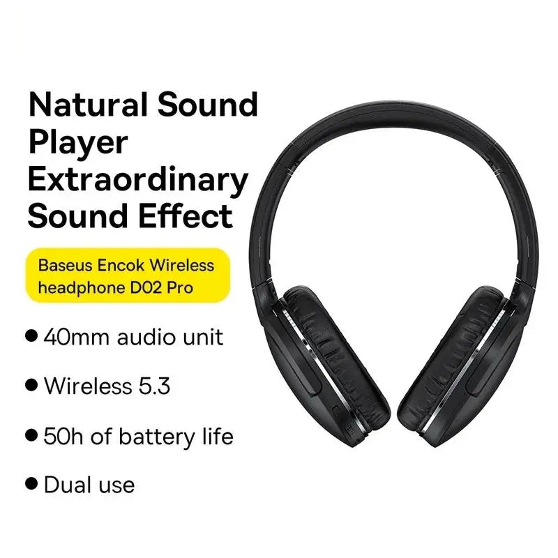 BaseUs D02 Pro Wireless Headphones Bluetooth Earphone 5.3 Foldable Headset Sport Headphone Gaming Phone  Bluetooth Earbuds